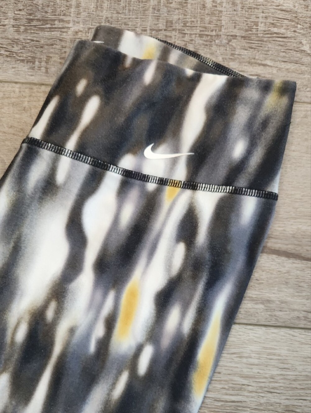 Nike Abstract Print Capri Leggings - Gray, White & Yellow Accents - Picture 2 of 7